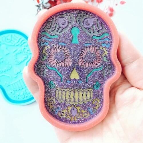 13MC Skull Head Shape Tray Mold Resin Tray Mold Large Beauty Tray Mold for DIY Craft