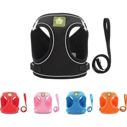 Super Comfortable Breathable Dog Harness With Dog Collar Pet Leash Supplies And Accessories Products For Cat
