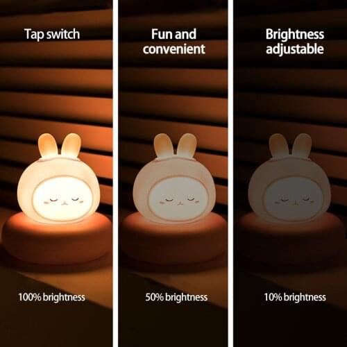 Night Light For Children Kids Baby Gift Bedside Bedroom LED Animal Cartoon Lamp USB Rechargeable Touch Sensor Room Decoration