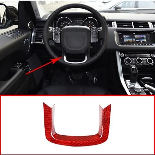 Car Car Steering Wheel Decoration Trim Accessories For RR Velar 2017-2020 For Range Rover Sport 2014-2019 Carbon Fiber Red 1 Pcs