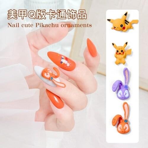 Disney StellaLou Pikachu Nail Jewelry Cartoon Three-dimensional Metal Frosted Texture New Decoration Cartoon Decoration Decals
