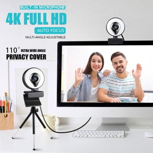 Webcam 2K/4K Full HD Web Camera with Microphone USB Plug Web Cam for PC Computer Mac Laptop Desktop YouTube Skype Mini Camera