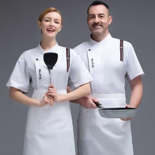 Spring /summer Unisex Short Sleeve Chef Uniform Restaurant Catering Hotel Bakery Kitchen Jackets 2021 Pastry Cooking Workwear