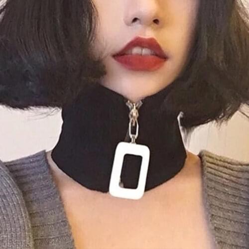 Knitted Fake Collar for Women Detachable High Collars Zipper Choker Clothing Decor Accessories JL