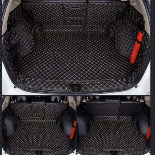 Car Embroidery Leather Full Rear Trunk Tray Liner Cargo Mat Floor Protector Foot Pad Mats For Honda XRV VEZEL 2015-2019