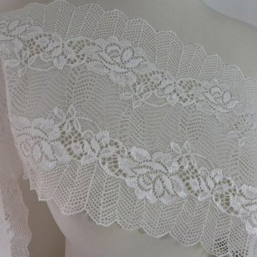 High Quality Ivory White Stretch Lace Trim DIY Embroidered Lace Fabric Sewing Decorative Mesh 5 Yards