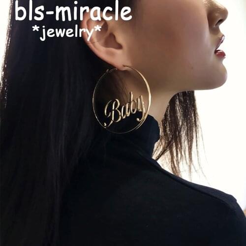 YC-UPGO Punk Exaggerated Big Round Circle Earrings For Women Femme Letter Earring Statement Girl Party Gift Jewelry Jewelry