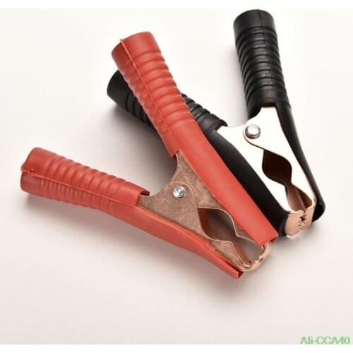 Crocodile Car Caravan Van Battery Test Lead Clips Insulated Alligator Clamp 100A Red + Black 90mm 2Pcs/lot