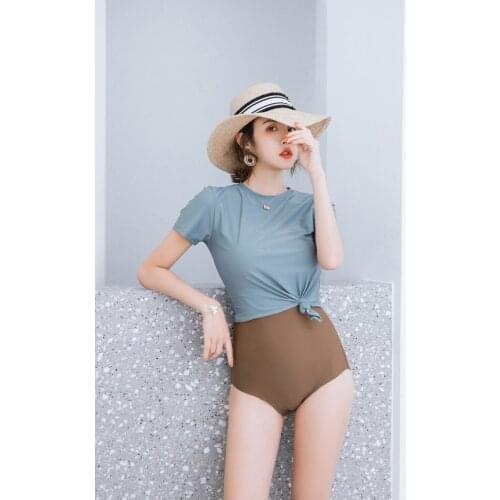 Womens Swimwear 2021 Two-Piece Suit Sexy Japanese And Korean Open Back Swimsuit High Waist Hot Spring Swimsuit