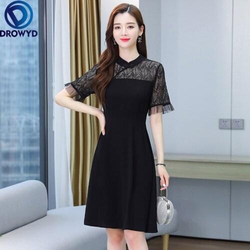 2021 Boho Beach Mini Dress for Women Summer Fashion Short Sleeve O-neck Bodycon Black Lace Dress Elegant Party Dresses Vestidos