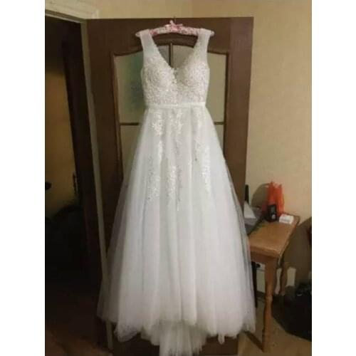 Court Train Boho Wedding Dresses 2021 Vestido De Noiva Real Photos Sweetheart A-line Appliques Women Plus Size Bridal Gowns