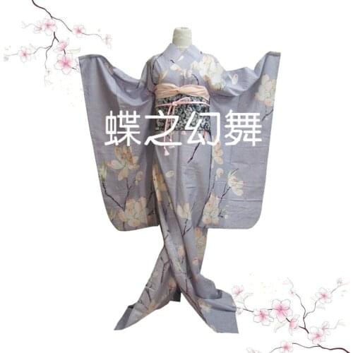 Women Japanese Traditional Floral Furisode Kimono Long Kimono Japonais Cosplay Dress Costume