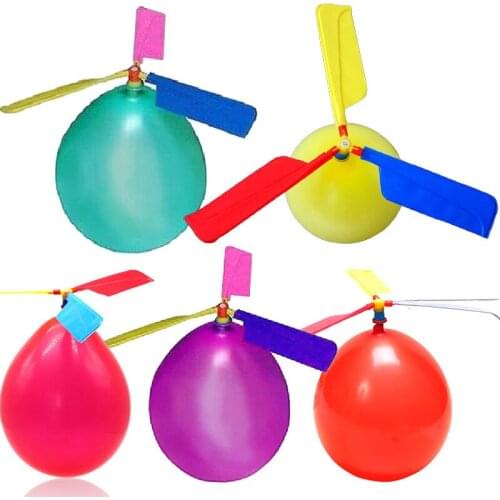 10Pcs Set Balloons Helicopter Flying With Whistle Children Outdoor Playing Creative Funny Toy Balloon Propeller Kid Toys EIG88