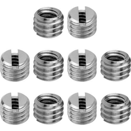 10pcs Internal and External 1/4-1/4 1/4" - 3/8" Inch Male to Male Female Mount Adapter Screw Nuts SLR B/E Flash Accessories