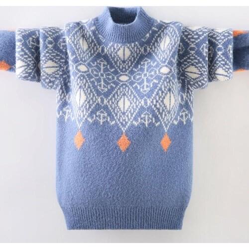 2020 Boys Sweaters Childrens Round Neck Pullover Jacquard Sweater Mens Clothes Korean Fashion Clothing Winter Thickened Tops