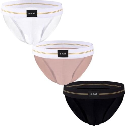 ORLVS 3PCS Men Briefs Set Mens Underwear Sexy Modal Man Underpants Gay Solid Male Panties Wholesale Lots Free Shipping