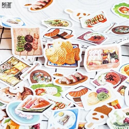 46Pcs/Pack Cute Food Drink Stickers Planner Scrapbooking Decoration DIY Stickers Diary Journal Ornament Material