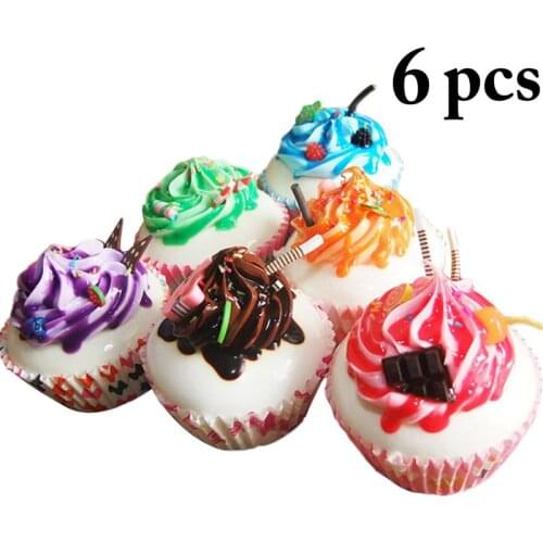 6PCS Realistic Artificial Fake Cake Cupcake Decorative Lovely Lifelike Cupcake Props Photography Props Crafts Home Decoration