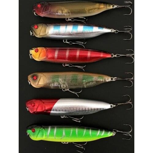 6 Pieces Pencil Fish Bait 10.5cm 11g Top Water Float Swim Lure Swimbait Pesca Treble Hook Fishing Tackle