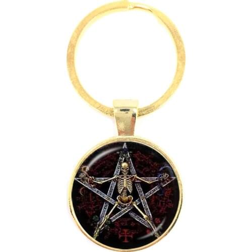 Satanic Baphomet Pentagram Keychain Gothic Key ring Satanism Evil Occult Pentacle Jewelry Pagan Charm Gift For Friends