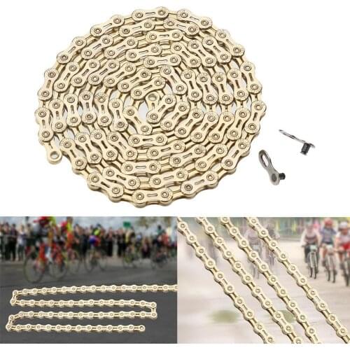 Bicycle Chain MTB Mountain Road Bike Bicycle Cycling 10 Speed 116 Links-Hollow-Out Steel Chain Ultralight Quick Link Accessories