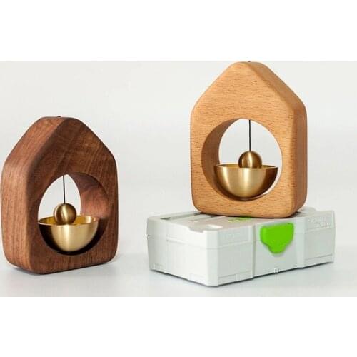 Room decoration wind chimes & hanging decorations Suction door type wind chime solid wood simple manual copper bell