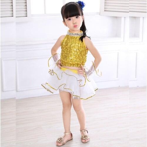 Children Sequin Performance stage Dancewear Modern Dance Costume new 2 color girls latin Jazz Dance costumes