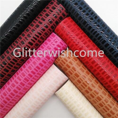 Glitterwishcome 21X29CM A4 Size Embossed Fabric Leather, Synthetic Leather Fabric Sheets, PU Vinyl Fabric for Bows, GM478A