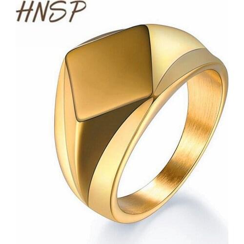 HNSP 316L Stainless Steel Smooth Triangle Power Gold Rings For Men Male Finger Jewelry Black Silver Color