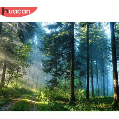 HUACAN DIY Diamond Painting Landscape Full Drill Square Diamond Embroidery Forest Cross Stitch Decor Home Picture Of Rhinestones