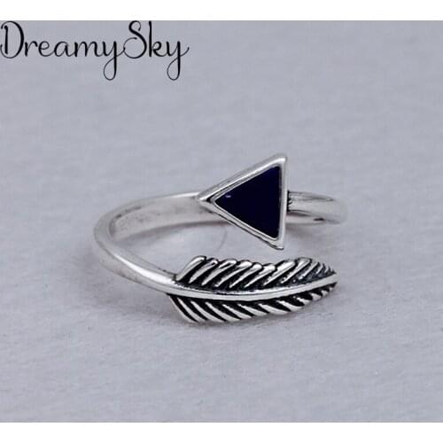 Romantic Style New Luxury Silver Color Big Triangle Rings For Women Wedding Retro Adjustable Size Ring Party Gifts