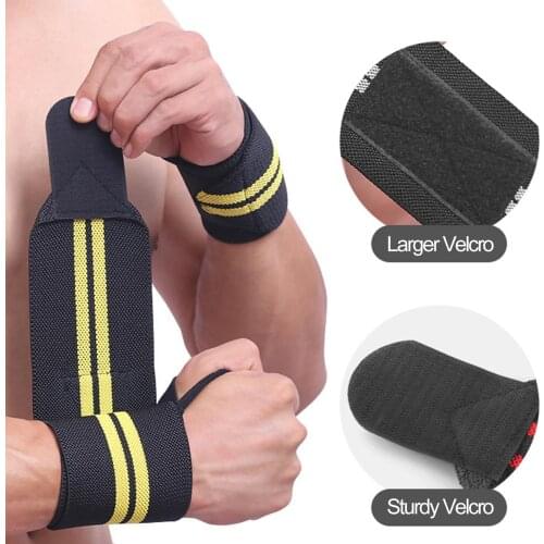 2Pcs Gym Weightlifting Wrist Bands Support Gloves Bar Grip Barbell Straps Wraps Adjustable Wristband Basketball Wrist Support