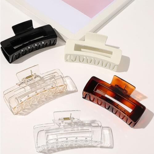 Oversized Rectangle Hair Claws Solid Color Hair Grab Clips Women Korean Hair Accessories for Girls Buckle Bath Ponytail Holder