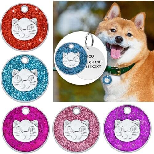 Personalized Laser Engraving Metal Pet Name Tag Anti-lost Customized Dog Cat ID Collar Puppy Nameplate Tag Pendant Supplies