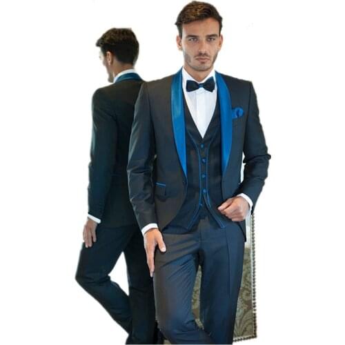 HOT 2020 Italian Mens Suits Black Wedding Tuxedos Jacket+Pants+Vest Groom Tuxedos Mens Wedding Suits Groomsman Prom Party Suits