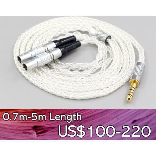 LN006451 99% Pure Silver 8 Core 2.5mm 4.4mm 3.5mm XLR Headphone Earphone Cable For Focal Utopia Fidelity Circumaural