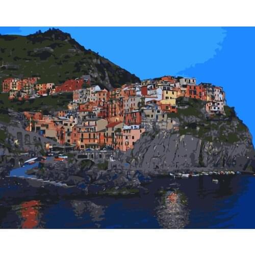 MaHuaf-j241 Manarola Italy painting by numbers landscape for living room wall