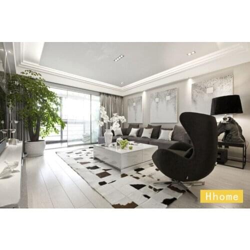 Fashionable art carpet 100% natural genuine cowhide leather green grass carpet