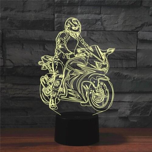 Motorcycle 3D night lamp colorful touch remote control LED visual lamp gift atmosphere table lamp