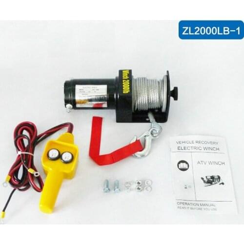 12V24V ATV Motor 2000lbs Electric Winch Wire Rope Recovery Winch Traction Cable Pulling Kit Outdoor Cross-country Crane