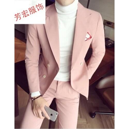 High Quality Double-Breasted Groomsmen Peak Lapel Groom Tuxedos Men Suits Wedding/Prom Best Man Blazer ( Jacket+Pants+Tie) A114