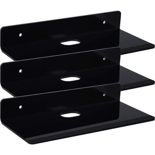 Acrylic Floating Wall Shelves Set Of 3, Damage-Free Display Shelf With Small Wall Shelf With Cable Clips