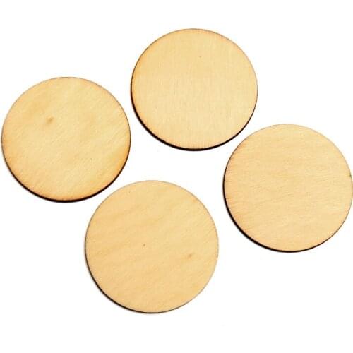 50pcs 40mm Unfinished Round Wood Slices Embellishments MDF Wooden Cutout Flatback Scrapbooking For Cardmaking Art Wedding Decor