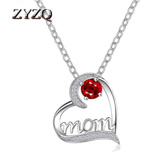 ZYZQ New Mom Heart Necklace Simple Love Letter Necklace Pendant for Mothers Day Gift