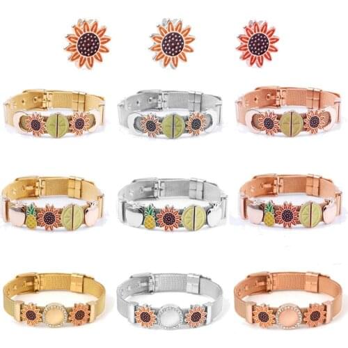 New Arrival Fashion Brand Stainless Steel Keeper Mesh Bracelet With Sunflower Charm Beads For Women Lucky Jewelry Gift