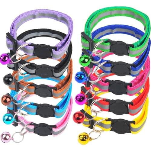 1pcs Colorul Pet Supplies Cat Collar With Bell Adjustable Buckle Collar Cat Pet Supplies Cat Accessories Collar Small Dog Collar
