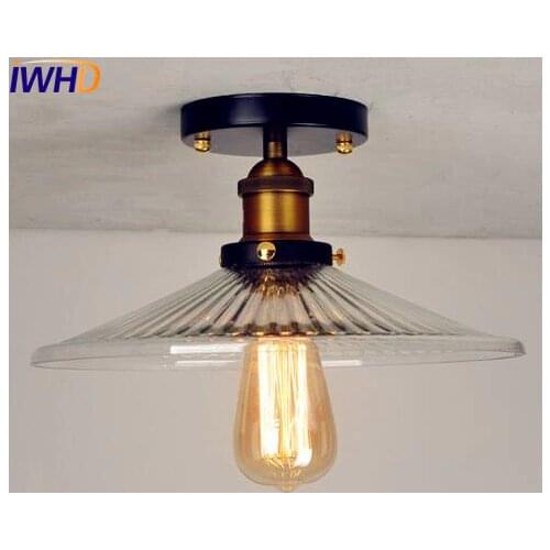 IWHD Glass Loft Vintage Retro Ceiling Light Fixtures Living Room Lighting Plafond LED Industrial Ceiling Lamp Lamparas De Techo