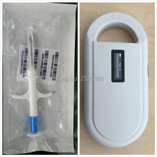 READELL 1000pcs FREE SHIPPING RFID Microchip syringe with transponder 2.12x12mm FDX-B free ICAR number+10 pcs reader