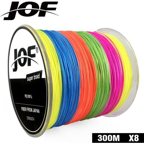 JOF Fishing Line PE 300M 8 Strands Braided Fishing Line Carp Super Strong Saltwater Pesca Fish Sea Vissen Cord