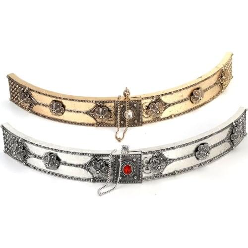 Sunspicems 2020 Caucasus Belt for women Wedding Dress Girdle Delicate Curve Flower Belt Belly Chain Waist Jewelry Gift